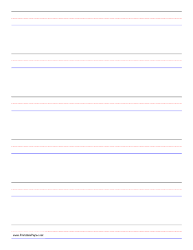 Penmanship Paper - 6 Colored Lines - Portrait Paper