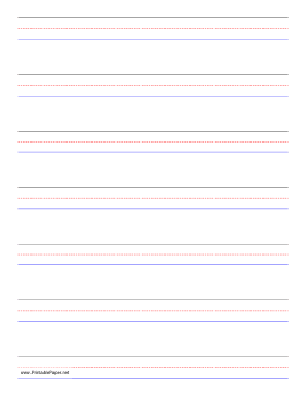 Penmanship Paper - 7 Colored Lines - Portrait Paper