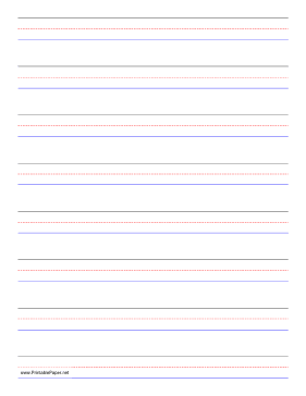 Penmanship Paper - 8 Colored Lines - Portrait Paper