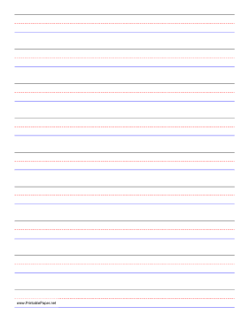 Penmanship Paper - 9 Colored Lines - Portrait Paper