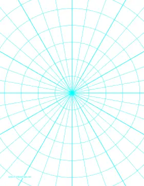 Polar Graph Paper with 10 degree angles and 1-inch radials on letter-sized paper Paper