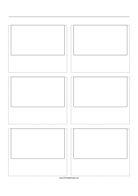 Storyboard with 2x3 grid of 16:9 (widescreen) screens on A4 paper Paper