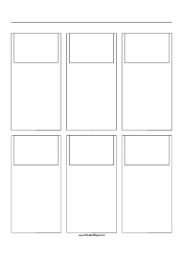 Storyboard with 3x2 grid of 3:2 (35mm photo) screens on A4 paper Paper