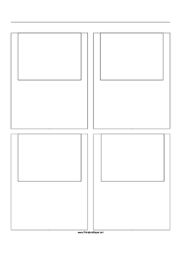 Storyboard with 2x2 grid of 4:3 (full screen) screens on A4 paper Paper