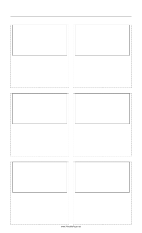 Storyboard with 2x3 grid of 16:9 (widescreen) screens on legal paper Paper