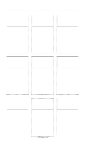 Storyboard with 3x3 grid of 16:9 (widescreen) screens on legal paper Paper