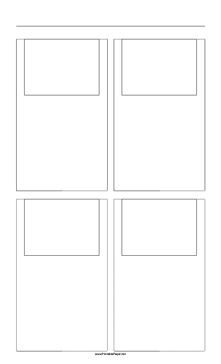 Storyboard with 2x2 grid of 4:3 (full screen) screens on legal paper Paper
