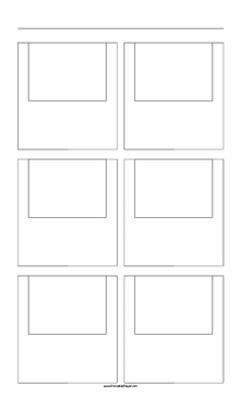 Storyboard with 2x3 grid of 4:3 (full screen) screens on legal paper Paper