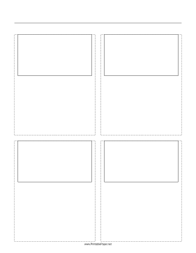 Storyboard with 2x2 grid of 16:9 (widescreen) screens on letter paper Paper