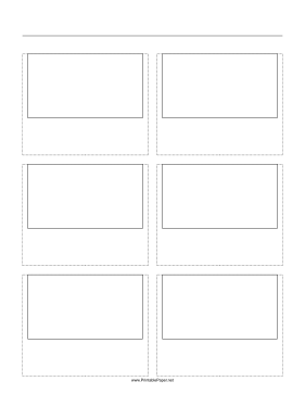 Storyboard with 2x3 grid of 16:9 (widescreen) screens on letter paper Paper