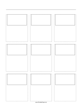 Storyboard with 3x3 grid of 16:9 (widescreen) screens on letter paper Paper
