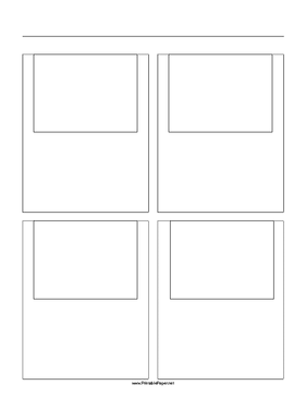 Storyboard with 2x2 grid of 4:3 (full screen) screens on letter paper Paper