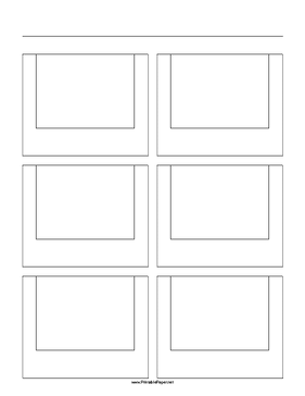 Storyboard with 2x3 grid of 4:3 (full screen) screens on letter paper Paper
