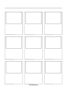 Storyboard with 3x3 grid of 4:3 (full screen) screens on letter paper Paper