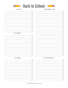 Back To School To Do paper