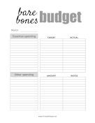 Bare Bones Budget paper