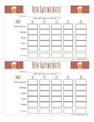 Beer Tasting Score Card paper