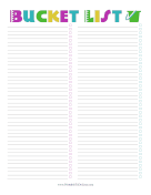 Colorful Bucket List  paper
