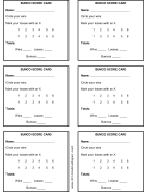 Bunco Score Sheet paper