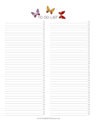 Butterfly Checklist paper