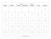 Handwriting Calendar - 30 Day - Friday paper