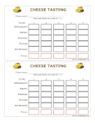 Cheese Tasting Score Card paper