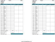 Chicago Bridge Score Sheet paper