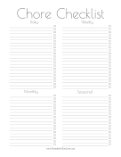 Chore Checklist paper