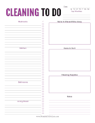 Cleaning To Do List paper