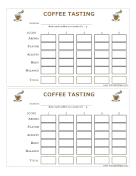 Coffee Tasting Score Card paper