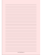 Lined Paper - Light Red - Medium Black Lines - A4 paper