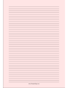 Lined Paper - Light Red - Narrow Black Lines - A4 paper