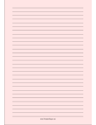 Lined Paper - Light Red - Wide Black Lines - A4 paper