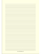 Lined Paper - Light Yellow - Narrow Black Lines - A4 paper