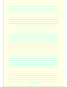 Lined Paper - Light Yellow - Narrow Cyan Lines - A4 paper