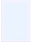 Lined Paper - Pale Blue - Medium Cyan Lines - A4 paper