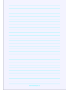 Lined Paper - Pale Blue - Wide Cyan Lines - A4 paper