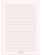 Lined Paper - Pale Red - Medium Black Lines - A4 paper