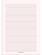 Lined Paper - Pale Red - Narrow Black Lines - A4 paper