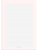 Lined Paper - Pale Red - Narrow Cyan Lines - A4 paper