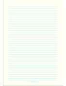 Lined Paper - Pale Yellow - Narrow Cyan Lines - A4 paper