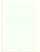 Lined Paper - Pale Yellow - Wide Cyan Lines - A4 paper