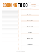 Cooking To Do List paper