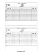 Curling Score Sheet paper