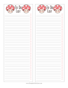 Cute Mushrooms To Do List paper