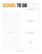 Daily School To Do List paper