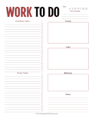 Daily Work To Do List paper