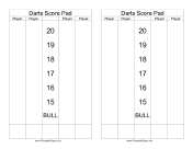 Darts Scorepad paper