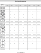 Dominos Scoresheet paper