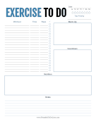 Exercise To Do List paper